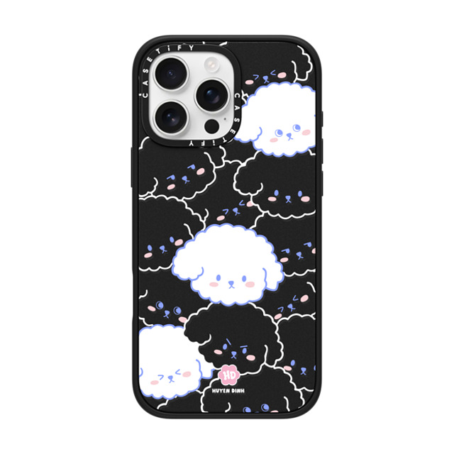 Huyen Dinh x CASETiFY iPhone 16 Pro Max ケース マットブラック インパクトケース Bichon Bibo Dog Pattern