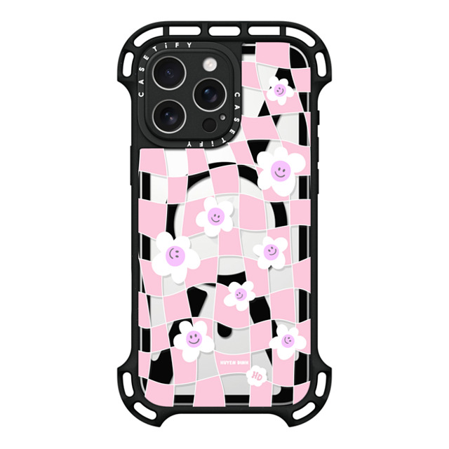 Huyen Dinh x CASETiFY iPhone 16 Pro Max Case Black ウルトラ バウンスケース MagSafe対応 Pink Checkered Flowers Huyen Dinh x CASETiFY iPhone 16 Pro Max Case Black ウルトラ バウンスケース MagSafe対応 Pink Checkered Flowers