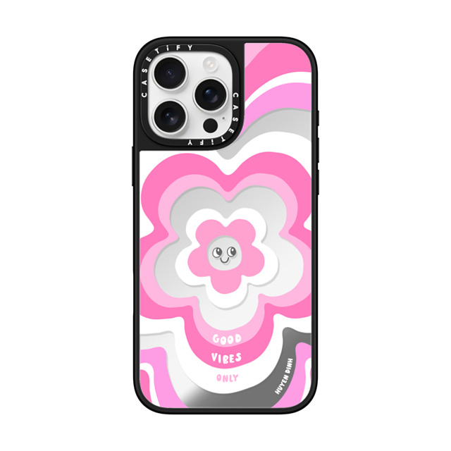 Huyen Dinh x CASETiFY iPhone 16 Pro Max ケース Floral,Quote Silver on Black ミラーケース MagSafe対応 Pink Y2K Flower Pattern Father's Day Huyen Dinh x CASETiFY iPhone 16 Pro Max ケース Floral,Quote Silver on Black ミラーケース MagSafe対応 Pink Y2K Flower Pattern Father's Day