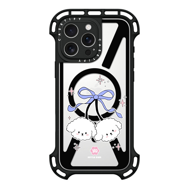 Huyen Dinh x CASETiFY iPhone 16 Pro Max ケース ブラック ウルトラ バウンスケース MagSafe対応 Bichon Bibo White Cherry