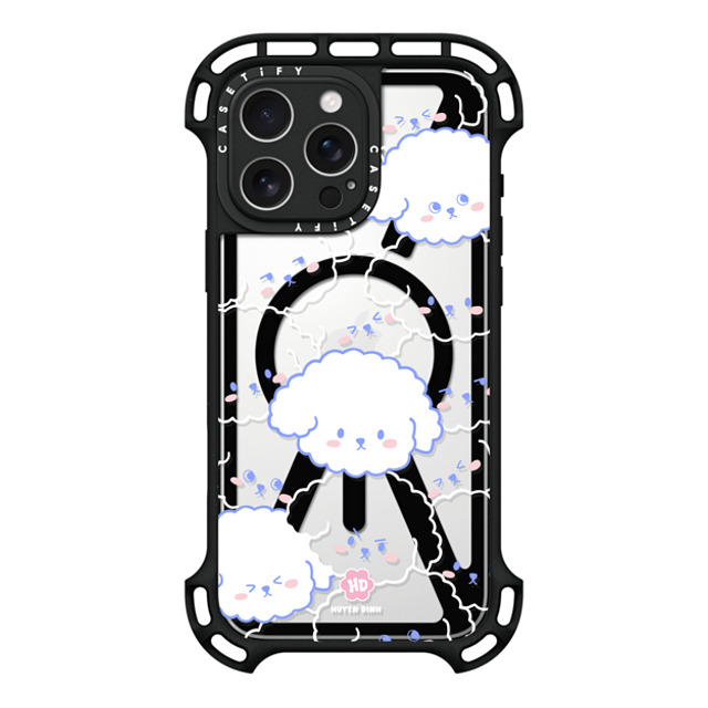 Huyen Dinh x CASETiFY iPhone 16 Pro Max ケース ブラック ウルトラ バウンスケース MagSafe対応 Bichon Bibo Dog Pattern