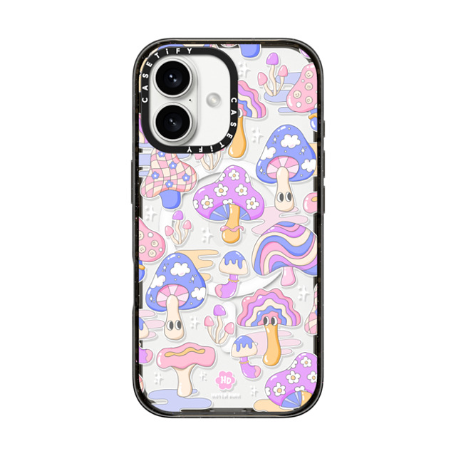 Huyen Dinh x CASETiFY iPhone 16 ケース ブラック インパクトケース MagSafe対応 Mushroom Pattern