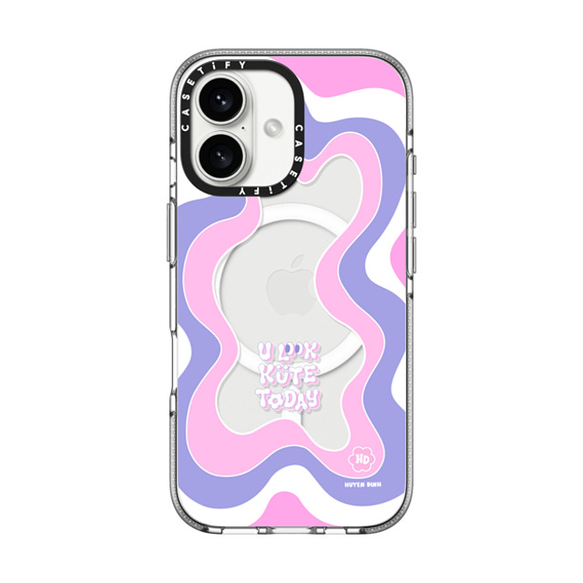 Huyen Dinh x CASETiFY iPhone 16 ケース Floral,Quote クリア クリア ケース MagSafe対応 You Look Cute Wavy Frame Back to School Huyen Dinh x CASETiFY iPhone 16 ケース Floral,Quote クリア クリア ケース MagSafe対応 You Look Cute Wavy Frame Back to School