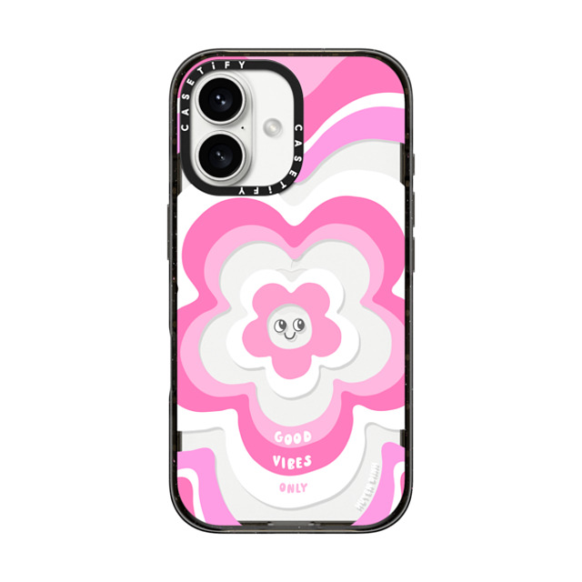 Huyen Dinh x CASETiFY iPhone 16 ケース Floral,Quote ブラック インパクトケース Pink Y2K Flower Pattern Father's Day Huyen Dinh x CASETiFY iPhone 16 ケース Floral,Quote ブラック インパクトケース Pink Y2K Flower Pattern Father's Day