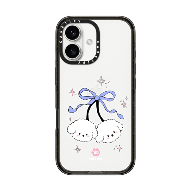 Huyen Dinh x CASETiFY iPhone 16 ケース ブラック インパクトケース Bichon Bibo White Cherry