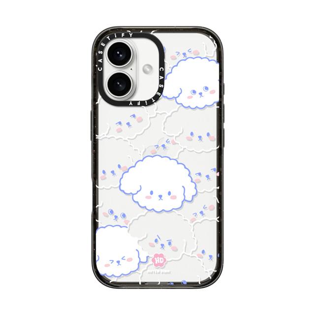 Huyen Dinh x CASETiFY iPhone 16 ケース ブラック インパクトケース Bichon Bibo Dog Pattern