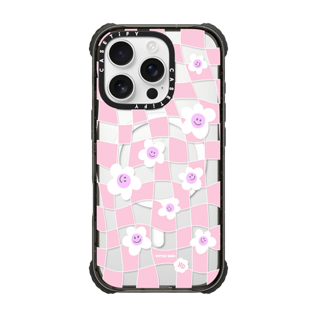 Huyen Dinh x CASETiFY iPhone 16 Pro Case Black ウルトラ インパクトケース MagSafe 対応 Pink Checkered Flowers Huyen Dinh x CASETiFY iPhone 16 Pro Case Black ウルトラ インパクトケース MagSafe 対応 Pink Checkered Flowers