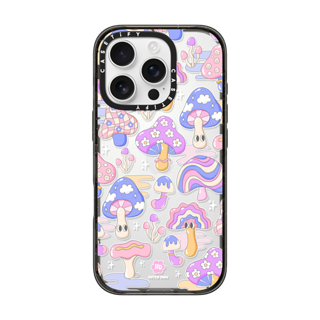 Huyen Dinh x CASETiFY iPhone 16 Pro ケース ブラック インパクトケース Mushroom Pattern