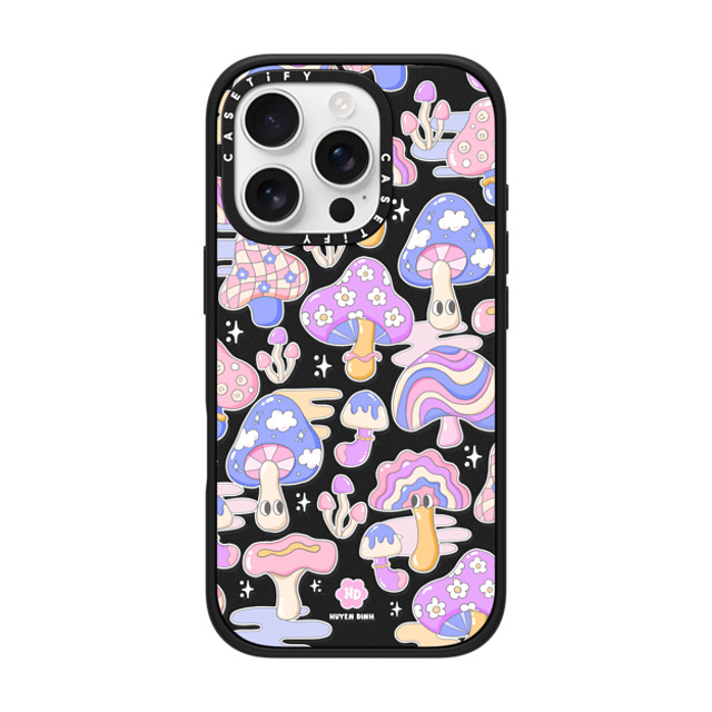 Huyen Dinh x CASETiFY iPhone 16 Pro ケース マットブラック インパクトケース Mushroom Pattern