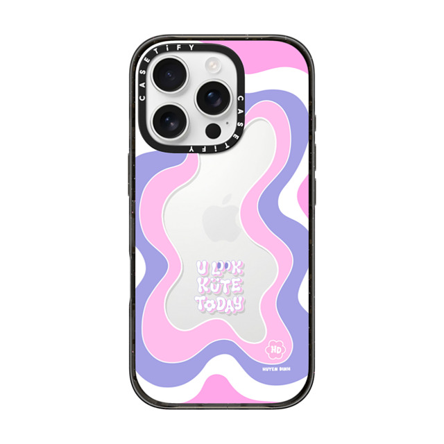 Huyen Dinh x CASETiFY iPhone 16 Pro ケース Floral,Quote ブラック インパクトケース You Look Cute Wavy Frame Back to School Huyen Dinh x CASETiFY iPhone 16 Pro ケース Floral,Quote ブラック インパクトケース You Look Cute Wavy Frame Back to School