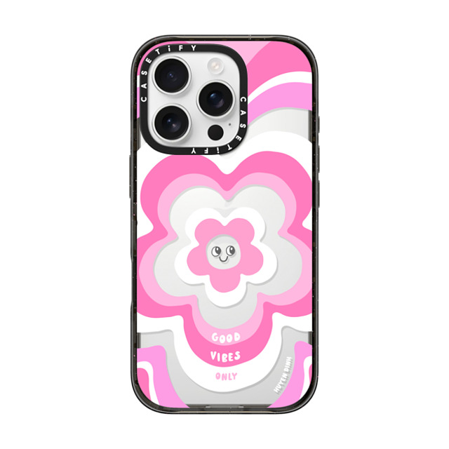 Huyen Dinh x CASETiFY iPhone 16 Pro ケース Floral,Quote ブラック インパクトケース Pink Y2K Flower Pattern Father's Day Huyen Dinh x CASETiFY iPhone 16 Pro ケース Floral,Quote ブラック インパクトケース Pink Y2K Flower Pattern Father's Day