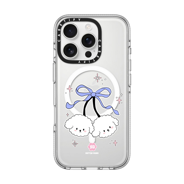 Huyen Dinh x CASETiFY iPhone 16 Pro ケース クリア クリア ケース MagSafe対応 Bichon Bibo White Cherry