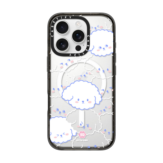 Huyen Dinh x CASETiFY iPhone 16 Pro ケース ブラック インパクトケース MagSafe対応 Bichon Bibo Dog Pattern