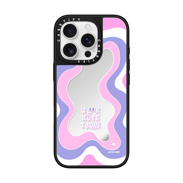 Huyen Dinh x CASETiFY iPhone 16 Pro ケース Floral,Quote Silver on Black ミラーケース MagSafe対応 You Look Cute Wavy Frame Back to School Huyen Dinh x CASETiFY iPhone 16 Pro ケース Floral,Quote Silver on Black ミラーケース MagSafe対応 You Look Cute Wavy Frame Back to School