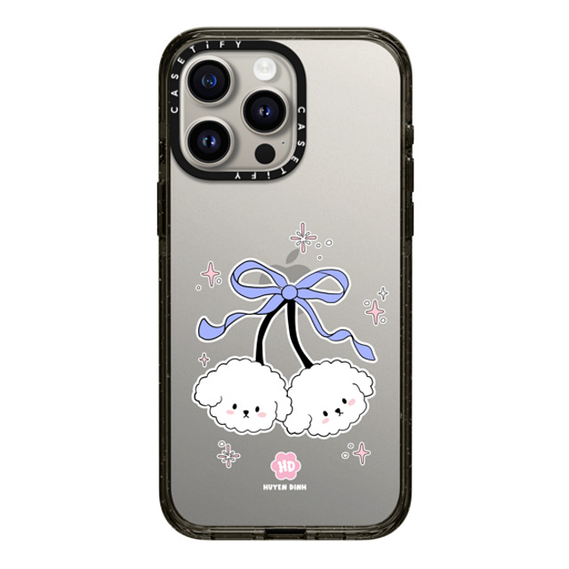 Huyen Dinh x CASETiFY iPhone 15 Pro Max ケース ブラック インパクトケース Bichon Bibo White Cherry