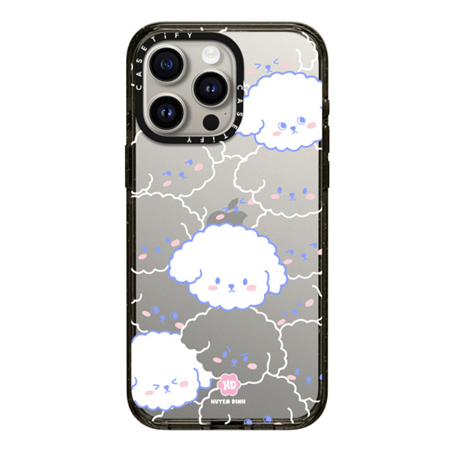 Huyen Dinh x CASETiFY iPhone 15 Pro Max ケース ブラック インパクトケース Bichon Bibo Dog Pattern