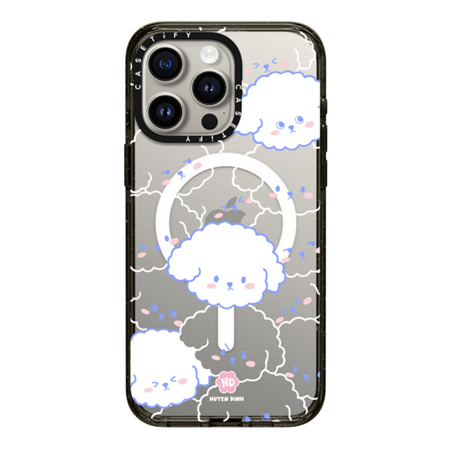 Huyen Dinh x CASETiFY iPhone 15 Pro Max ケース ブラック インパクトケース MagSafe対応 Bichon Bibo Dog Pattern