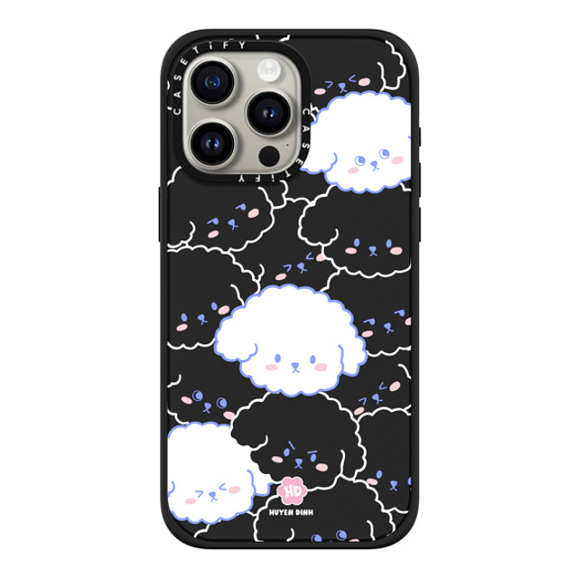 Huyen Dinh x CASETiFY iPhone 15 Pro Max ケース マットブラック インパクトケース MagSafe対応 Bichon Bibo Dog Pattern