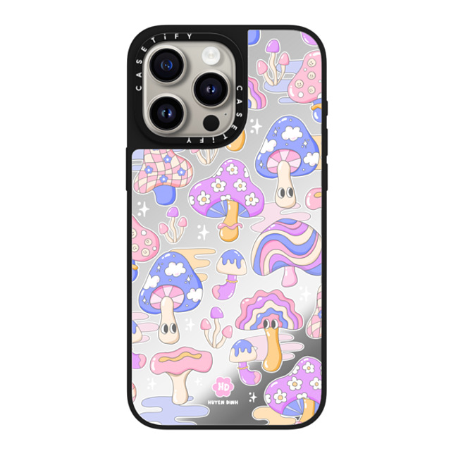 Huyen Dinh x CASETiFY iPhone 15 Pro Max ケース Silver on Black ミラーケース MagSafe対応 Mushroom Pattern