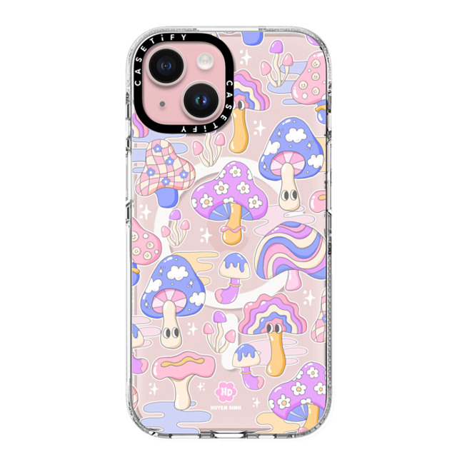 Huyen Dinh x CASETiFY iPhone 15 ケース クリア クリア ケース MagSafe対応 Mushroom Pattern