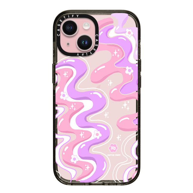 Huyen Dinh x CASETiFY iPhone 15 ケース Floral,Quote ブラック インパクトケース Wavy Swirl Groovy Pattern Mother's Day Huyen Dinh x CASETiFY iPhone 15 ケース Floral,Quote ブラック インパクトケース Wavy Swirl Groovy Pattern Mother's Day