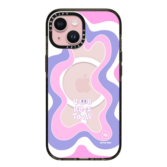 Huyen Dinh x CASETiFY iPhone 15 ケース Floral,Quote ブラック インパクトケース MagSafe対応 You Look Cute Wavy Frame Back to School Huyen Dinh x CASETiFY iPhone 15 ケース Floral,Quote ブラック インパクトケース MagSafe対応 You Look Cute Wavy Frame Back to School