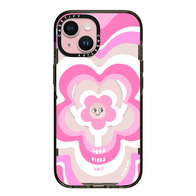 Huyen Dinh x CASETiFY iPhone 15 ケース Floral,Quote ブラック インパクトケース MagSafe対応 Pink Y2K Flower Pattern Father's Day Huyen Dinh x CASETiFY iPhone 15 ケース Floral,Quote ブラック インパクトケース MagSafe対応 Pink Y2K Flower Pattern Father's Day