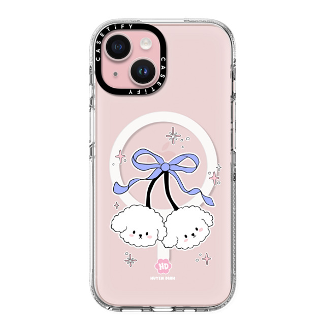 Huyen Dinh x CASETiFY iPhone 15 ケース クリア クリア ケース MagSafe対応 Bichon Bibo White Cherry