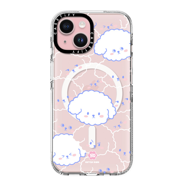 Huyen Dinh x CASETiFY iPhone 15 ケース クリア クリア ケース MagSafe対応 Bichon Bibo Dog Pattern