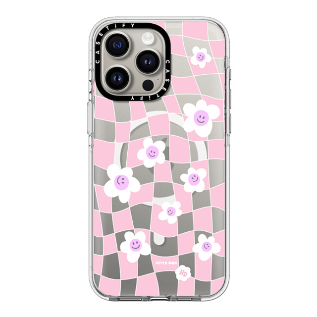 Huyen Dinh x CASETiFY iPhone 15 Pro Max Case Clear Clear Case MagSafe Compatible Pink Checkered Flowers Huyen Dinh x CASETiFY iPhone 15 Pro Max Case Clear Clear Case MagSafe Compatible Pink Checkered Flowers