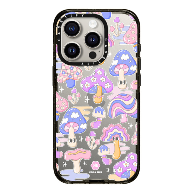 Huyen Dinh x CASETiFY iPhone 15 Pro ケース ブラック インパクトケース Mushroom Pattern