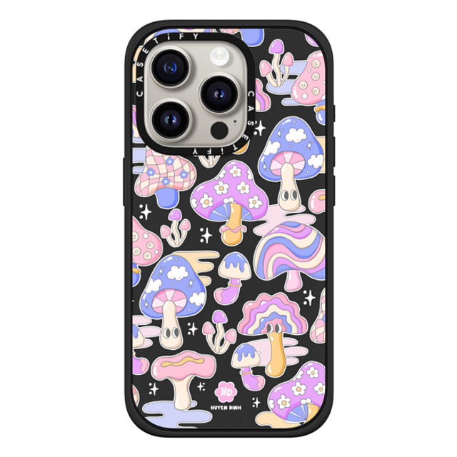 Huyen Dinh x CASETiFY iPhone 15 Pro ケース マットブラック インパクトケース MagSafe対応 Mushroom Pattern