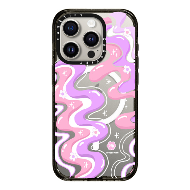 Huyen Dinh x CASETiFY iPhone 15 Pro ケース Floral,Quote ブラック インパクトケース MagSafe対応 Wavy Swirl Groovy Pattern Mother's Day Huyen Dinh x CASETiFY iPhone 15 Pro ケース Floral,Quote ブラック インパクトケース MagSafe対応 Wavy Swirl Groovy Pattern Mother's Day