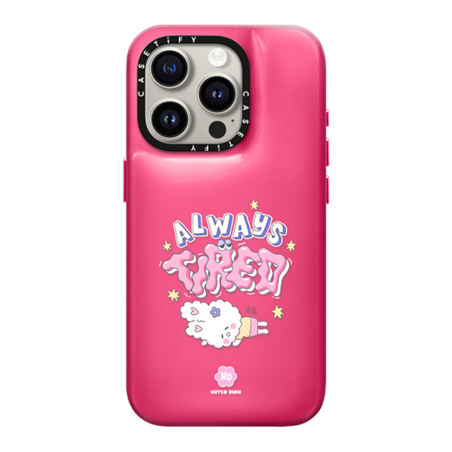 Huyen Dinh x CASETiFY iPhone 15 Pro ケース Berry Pink ピローケース Always Tired Bunny