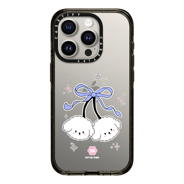 Huyen Dinh x CASETiFY iPhone 15 Pro ケース ブラック インパクトケース Bichon Bibo White Cherry