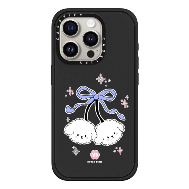 Huyen Dinh x CASETiFY iPhone 15 Pro ケース マットブラック インパクトケース MagSafe対応 Bichon Bibo White Cherry