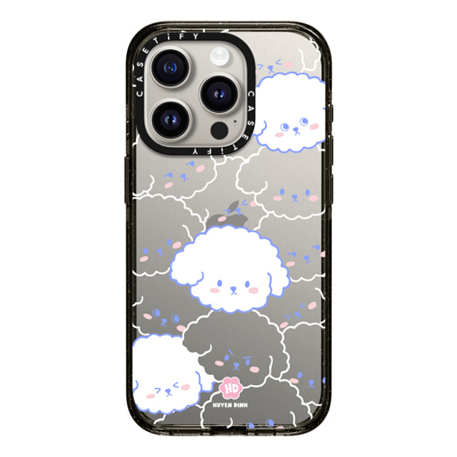 Huyen Dinh x CASETiFY iPhone 15 Pro ケース ブラック インパクトケース Bichon Bibo Dog Pattern