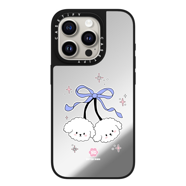 Huyen Dinh x CASETiFY iPhone 15 Pro Case Silver on Black ミラーケース MagSafe対応 Bichon Bibo White Cherry Huyen Dinh x CASETiFY iPhone 15 Pro Case Silver on Black ミラーケース MagSafe対応 Bichon Bibo White Cherry