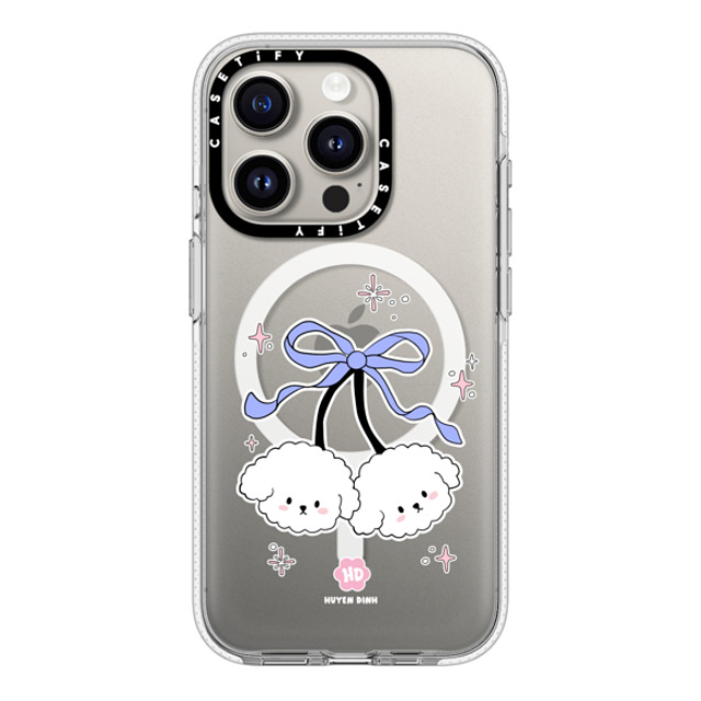 Huyen Dinh x CASETiFY iPhone 15 Pro ケース クリア クリア ケース MagSafe対応 Bichon Bibo White Cherry