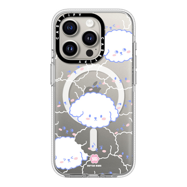 Huyen Dinh x CASETiFY iPhone 15 Pro ケース クリア クリア ケース MagSafe対応 Bichon Bibo Dog Pattern