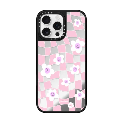iPhone 16 Pro Max - Pink Checkered Flowers