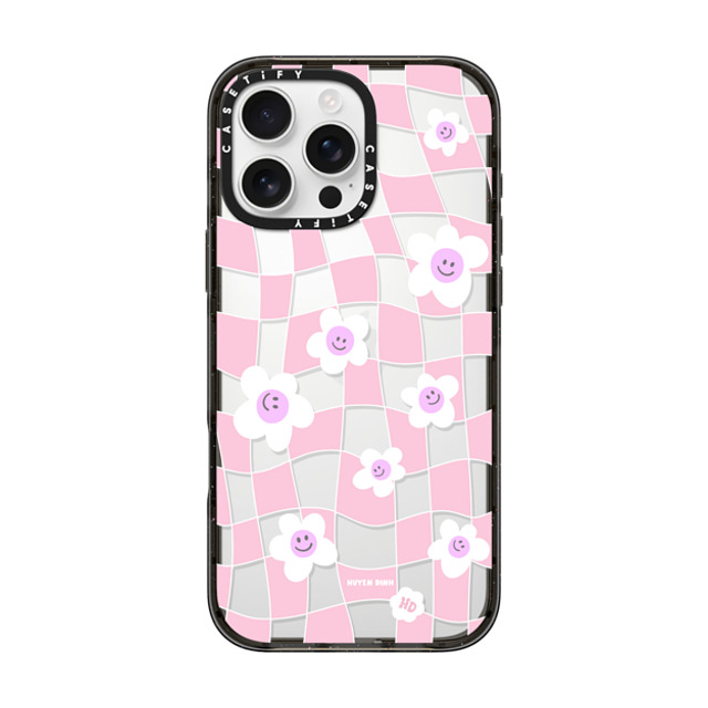 Huyen Dinh x CASETiFY iPhone 16 Pro Max ケース Floral,Quote ブラック インパクトケース Pink Checkered Flowers Back to School Huyen Dinh x CASETiFY iPhone 16 Pro Max ケース Floral,Quote ブラック インパクトケース Pink Checkered Flowers Back to School