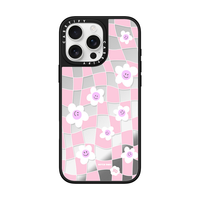 Huyen Dinh x CASETiFY iPhone 16 Pro Max ケース Floral,Quote Silver on Black ミラーケース MagSafe対応 Pink Checkered Flowers Back to School Huyen Dinh x CASETiFY iPhone 16 Pro Max ケース Floral,Quote Silver on Black ミラーケース MagSafe対応 Pink Checkered Flowers Back to School