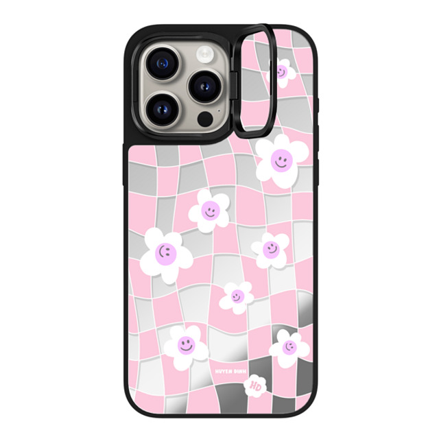 Huyen Dinh x CASETiFY iPhone 15 Pro Max ケース Floral,Quote Silver on Black ミラー リングスタンドケース MagSafe対応 Pink Checkered Flowers New iPhone Huyen Dinh x CASETiFY iPhone 15 Pro Max ケース Floral,Quote Silver on Black ミラー リングスタンドケース MagSafe対応 Pink Checkered Flowers New iPhone