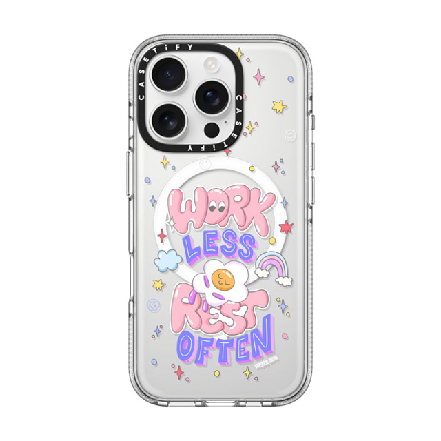 Huyen Dinh x CASETiFY iPhone 16 Pro Case Floral,Heart Clear Clear Case MagSafe Compatible Work Less Rest Often Mother's Day Huyen Dinh x CASETiFY iPhone 16 Pro Case Floral,Heart Clear Clear Case MagSafe Compatible Work Less Rest Often Mother's Day