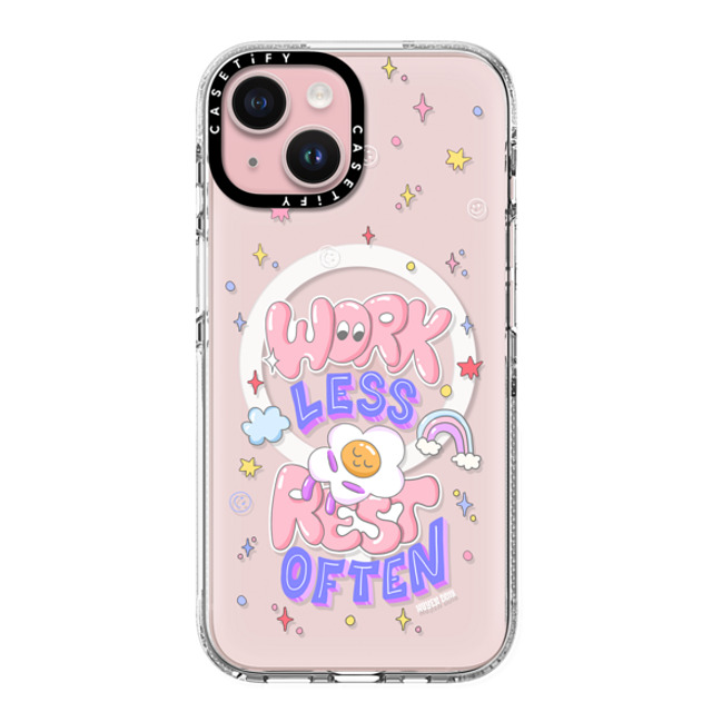 Huyen Dinh x CASETiFY iPhone 15 Case Floral,Heart Clear Clear Case MagSafe Compatible Work Less Rest Often Father's Day Huyen Dinh x CASETiFY iPhone 15 Case Floral,Heart Clear Clear Case MagSafe Compatible Work Less Rest Often Father's Day
