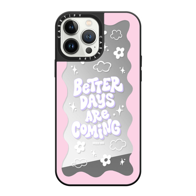 Huyen Dinh x CASETiFY iPhone 13 Pro Max ケース Silver on Black ミラーケース MagSafe対応 Better Days are Coming