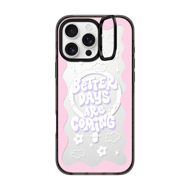 Huyen Dinh x CASETiFY iPhone 16 Pro Max ケース ブラック インパクトリングスタンドケース MagSafe対応 Better Days are Coming