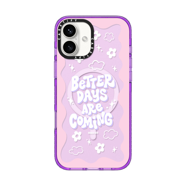 Huyen Dinh x CASETiFY iPhone 16 Plus ケース パープル インパクトケース MagSafe対応 Better Days are Coming