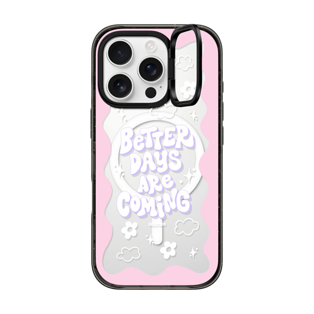 Huyen Dinh x CASETiFY iPhone 16 Pro ケース ブラック インパクトリングスタンドケース MagSafe対応 Better Days are Coming